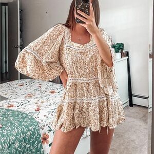 Free people talk about it tunic Cream Ruffled Bell Sleeve Tunic